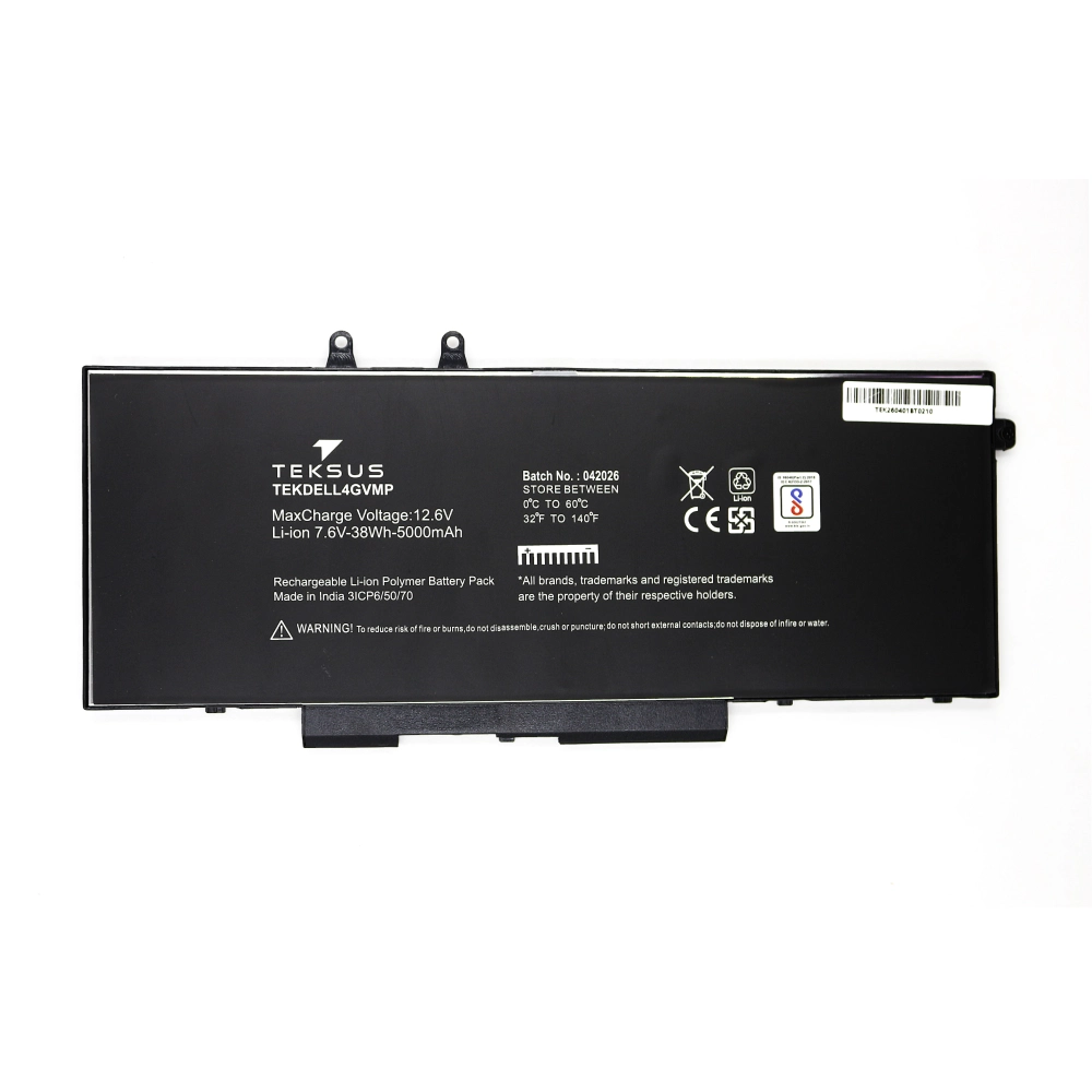 Teksus Laptop Battery Compatible For Dell Latitude 5400 | 4GVMP 2C view 2